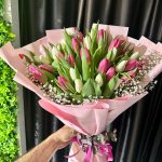 20 BEYAZ 20 PEMBE LALE BUKETİ