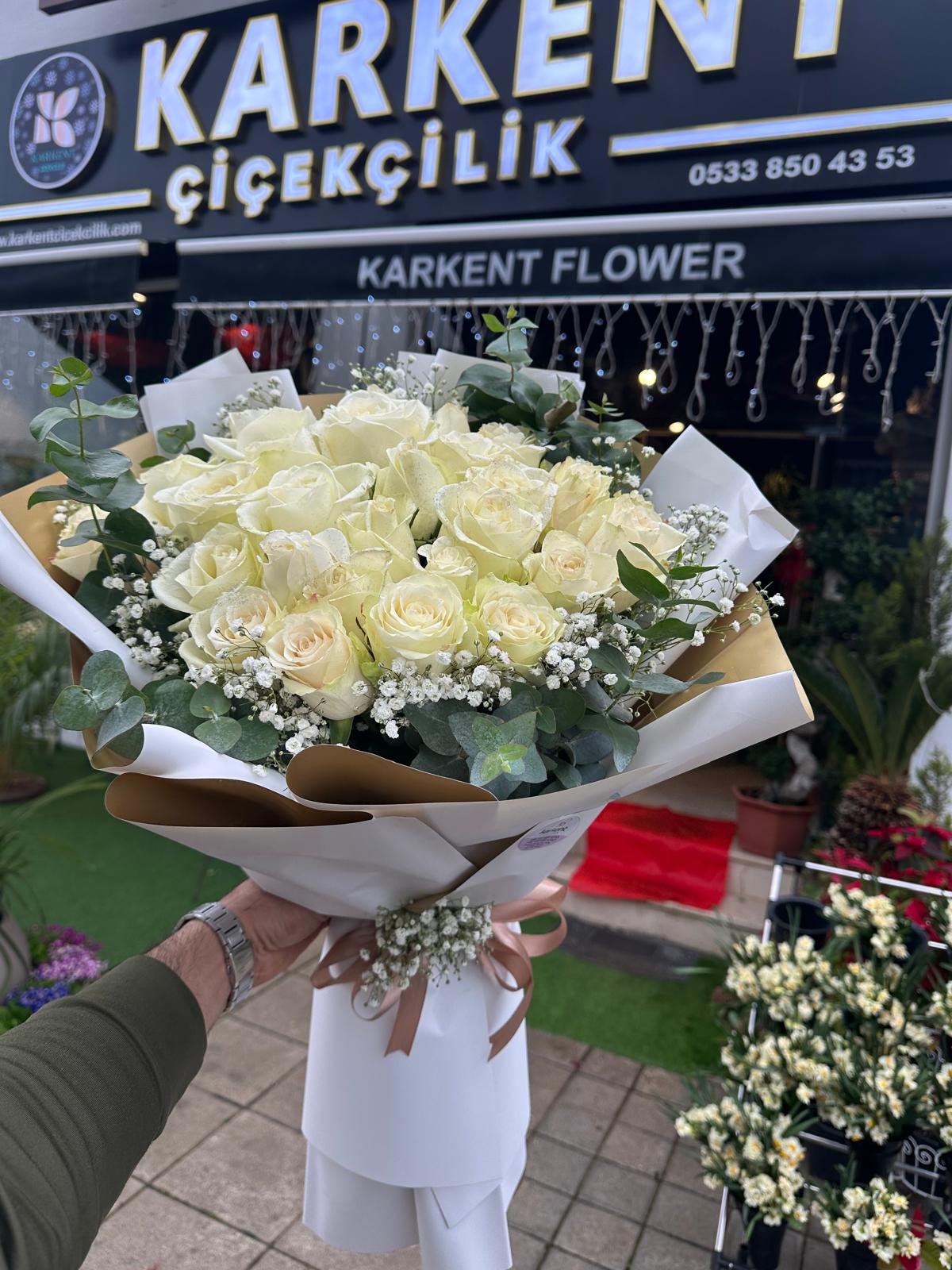 beyaz-gul-buketi 20 BEYAZ GÜL BUKETİ - Görsel 1